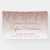 Banderoles Diplôme de Parties scintillant d'or Chic Rose 2024 (Horizontal)