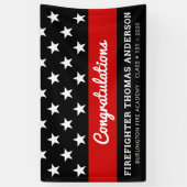 Banderoles Diplôme de pompier Mince Red Line Party (Vertical)