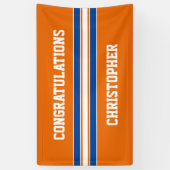 Banderoles Diplôme de sports sur mesure orange et bleu (Vertical)