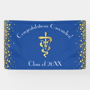 Banderoles Diplôme de Vétérinaire Bleu Or