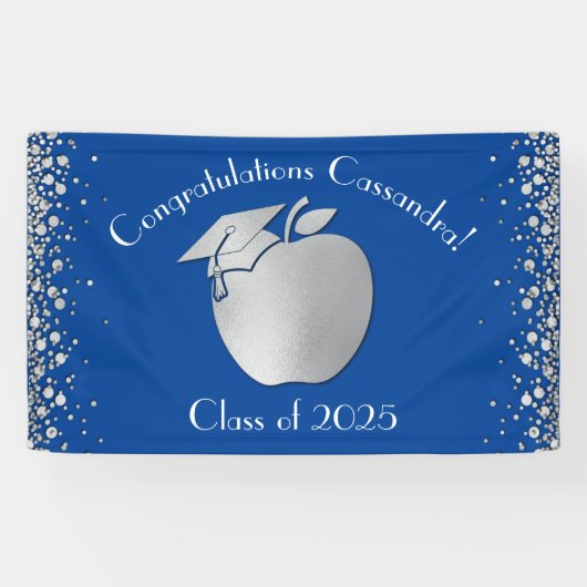 Banderoles Diplôme d'enseignement Bleu Argent (Horizontal)