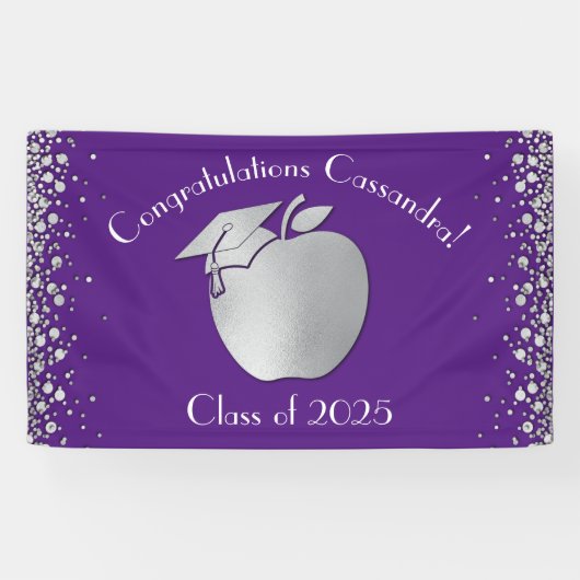 Banderoles Diplôme d'enseignement Purple Silver (Horizontal)