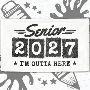 Banderoles Diplômé d'ici 2027 Rétro Promotion finissante de 2