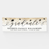 Banderoles Diplômé Élégant Script Gold Confetti Graduation B (Horizontal)