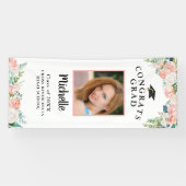 Banderoles Diplôme Floral Rose Gold Script Porte photo (Horizontal)