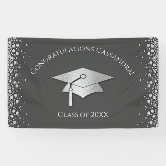 Banderoles Diplômé Gris et Argent (Horizontal)