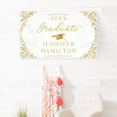 Banderoles Diplômé Moderne Blanc Gold (En situation)