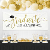 Banderoles Diplômé moderne Gold Script White Graduation
