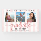 Banderoles Diplôme or rose 3 photo script de parties scintill (Horizontal)