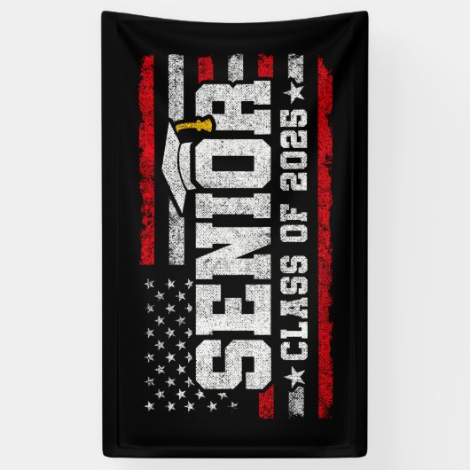 Banderoles Diplômé promotion 2025 Drapeau américain Terminale (Vertical)