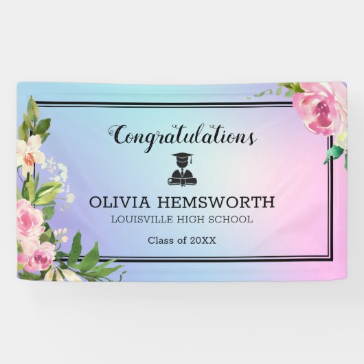 Banderoles Diplômé rose de Wreath (Horizontal)