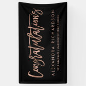 Banderoles Diplômé rose des félicitations | de regard d'or de (Vertical)