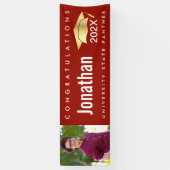 Banderoles Diplôme rouge 1 photo or casquette moderne audacie (Vertical)