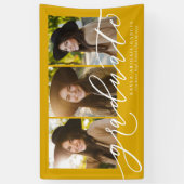 Banderoles Diplômé trois photo or jaune simple graduation (Vertical)