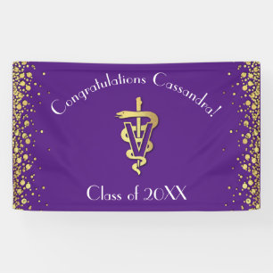 Banderoles Diplômé Vétérinaire Violet Or