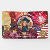 Banderoles Disco Red Ball, États-Unis Drapeau Bienvenue (Horizontal)