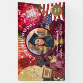 Banderoles Disco Red Ball, États-Unis Drapeau Bienvenue (Vertical)