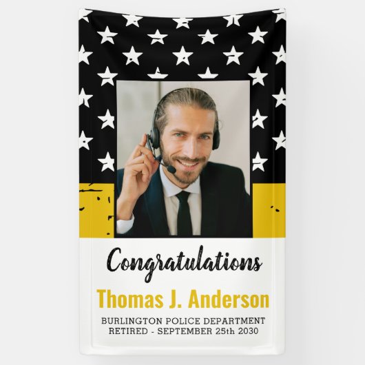 Banderoles Dispatcher Thin Gold Line Custom Photo Retirement (Vertical)