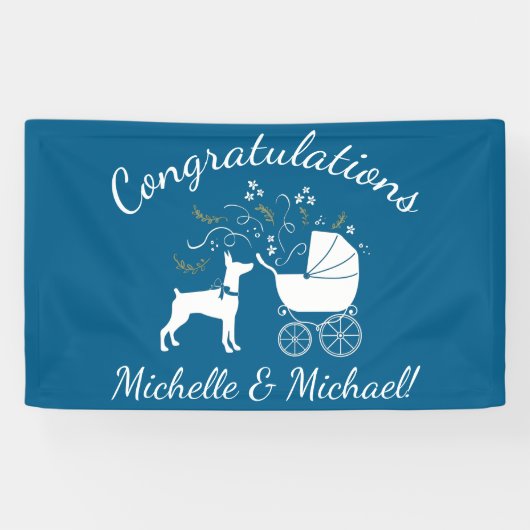 Banderoles Dobermann Pinscher Baby shower Chien chiot Dobie (Horizontal)