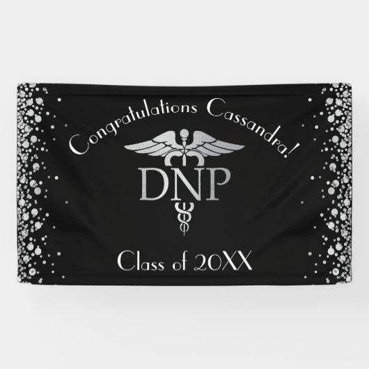 Banderoles Doctor of Nursing Practice Graduation Black Silver (Horizontal)