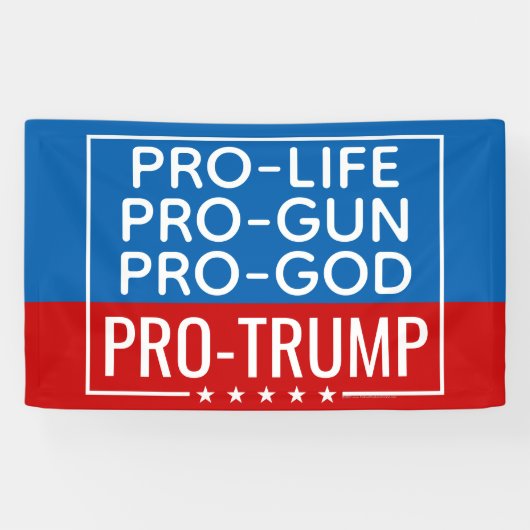 Banderoles Donald Trump Pro-Life Pro-Gun Pro-God (Horizontal)