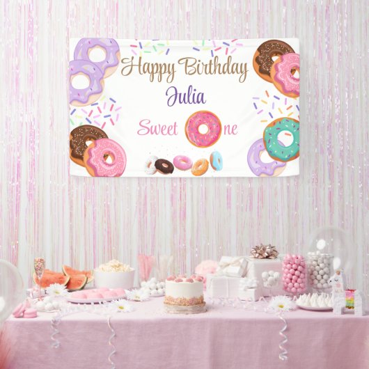 Banderoles Donut fille de 1er anniversaire (Fête)