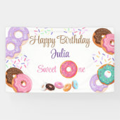 Banderoles Donut fille de 1er anniversaire (Horizontal)