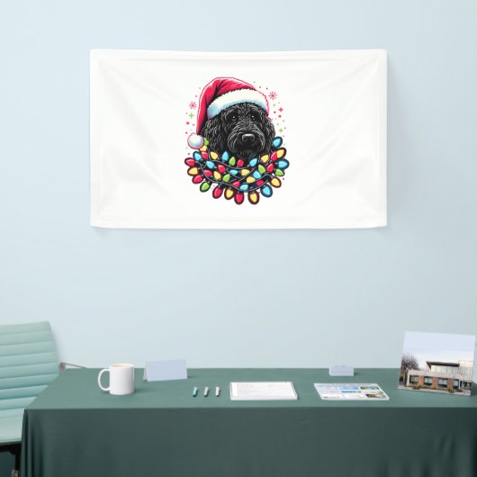 Banderoles Doodle noir Labradoodle Noël Arbre de Noël Lumière (Salon professionnel)