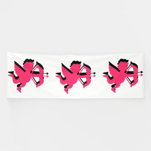 Banderoles Double Cupid Saint-Valentin 4x12 Vinyle (Horizontal)