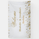 Banderoles Double mixte adulte fête d'anniversaire | Blanc do (Vertical)