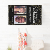 Banderoles Double Photo Black Gold fête d'anniversaire (En situation)