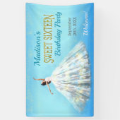 Banderoles Douce 16 Anniversaire Robe d'aquarelle Royal Blue  (Vertical)