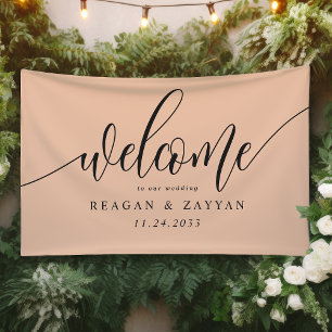 Banderoles Douce Calligraphie Abricot Simple Bienvenue de Mar