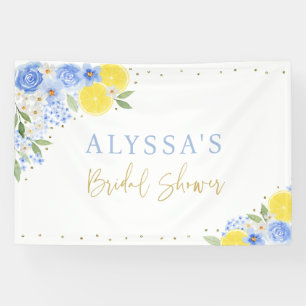 Banderoles Douce Fête de Mariage Blue Floral Lemon Main Squee