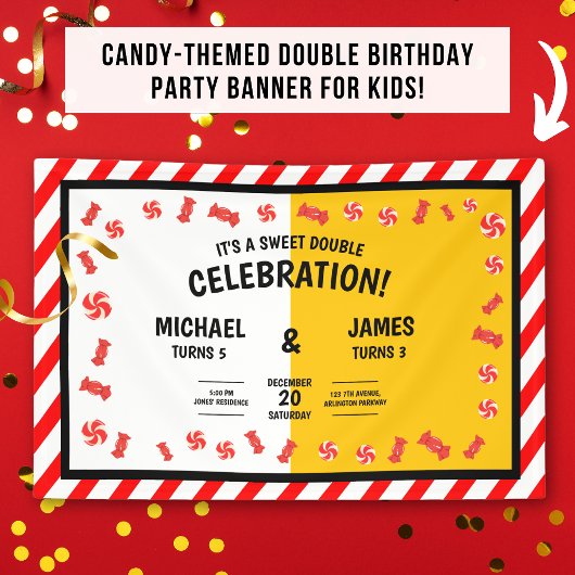 Banderoles Douce Fête d'Enfants Candy Double Anniversaire Per