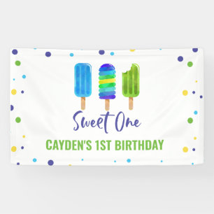 Banderoles Douce One 1er Anniversaire Glace Pop Bleu Vert