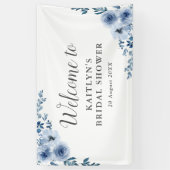 Banderoles douche à fleurs bleues bienvenue (Vertical)