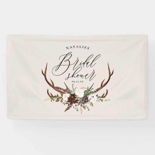 Banderoles Douche nuptiale fleurie rustique en cerf (Horizontal)