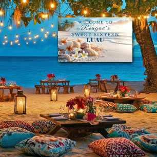 Banderoles Doux Seize Luau Hawaïen Fleurs de Plage Tropicales