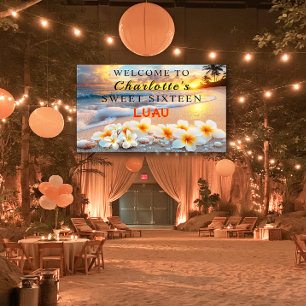 Banderoles Douze ans sucrés Fête hawaïenne Luau Fleurs tropic