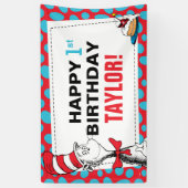 Banderoles Dr Seuss | Chat à l'anniversaire du Casquette (Vertical)