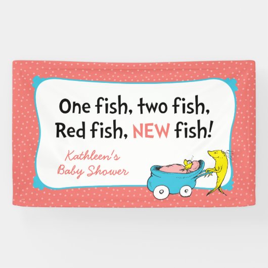 Banderoles Dr Seuss | Un poisson - Baby shower fille (Horizontal)