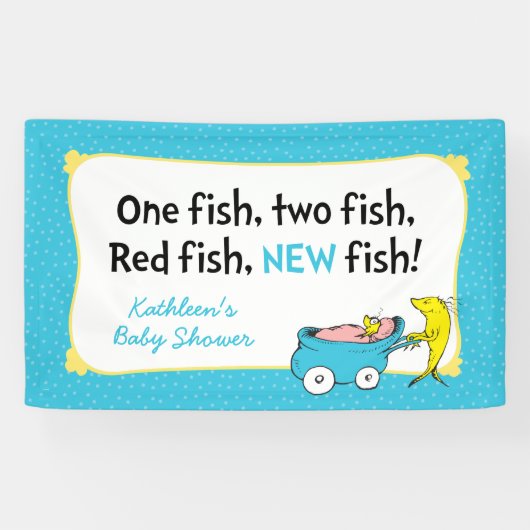 Banderoles Dr Seuss | Un poisson - Baby shower garçon (Horizontal)