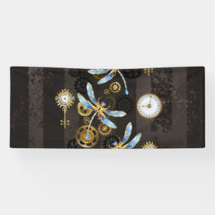 Banderoles Dragonflies de Steampunk sur arrière - plan rayé