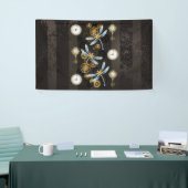 Banderoles Dragonflies de Steampunk sur arrière - plan rayé b (Salon professionnel)