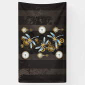 Banderoles Dragonflies de Steampunk sur arrière - plan rayé b (Vertical)