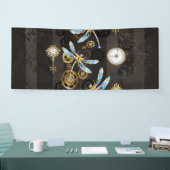 Banderoles Dragonflies de Steampunk sur arrière - plan rayé b (Salon professionnel)