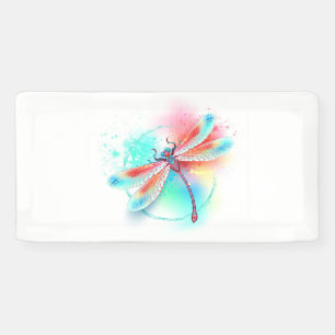 Banderoles Dragonfly rouge sur l'arrière - plan aquarelle