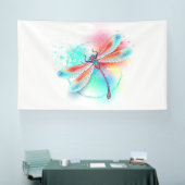 Banderoles Dragonfly rouge sur l'arrière - plan aquarelle (Salon professionnel)
