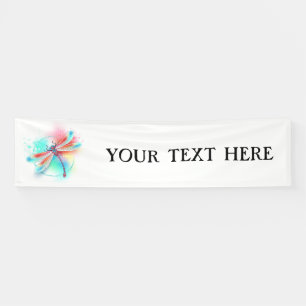 Banderoles Dragonfly rouge sur l'arrière - plan aquarelle